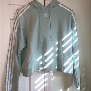 adidas teal/mint green cropped sweatshirt